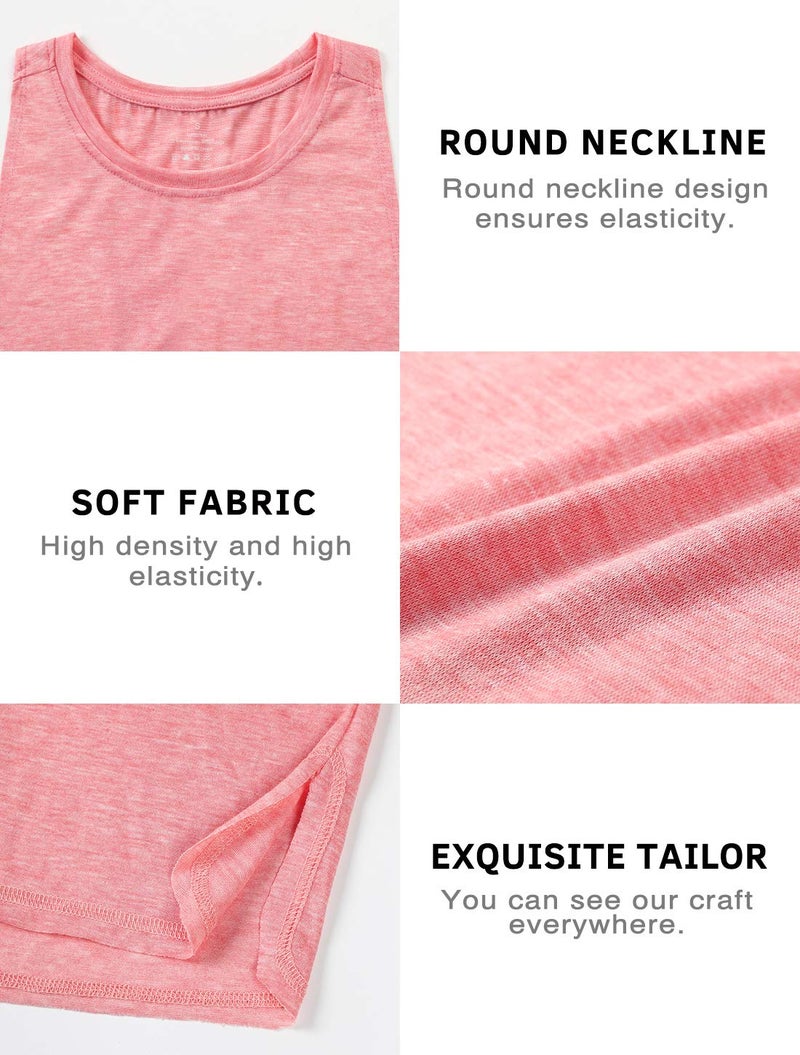 Cosy Pyro Workout Tank Tops for Women Lightweight Running Tanks Basic Gym Tops Sleeveless Athletic Yoga Shirts-4 Pack Black/Dark Gray/Army/Pink M - Image 5